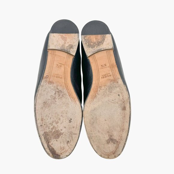 Gucci Brixton Horsebit Loafer EU 37.5 US 7.5 Black Leather Collapsible Heel Shoe - Picture 9 of 11